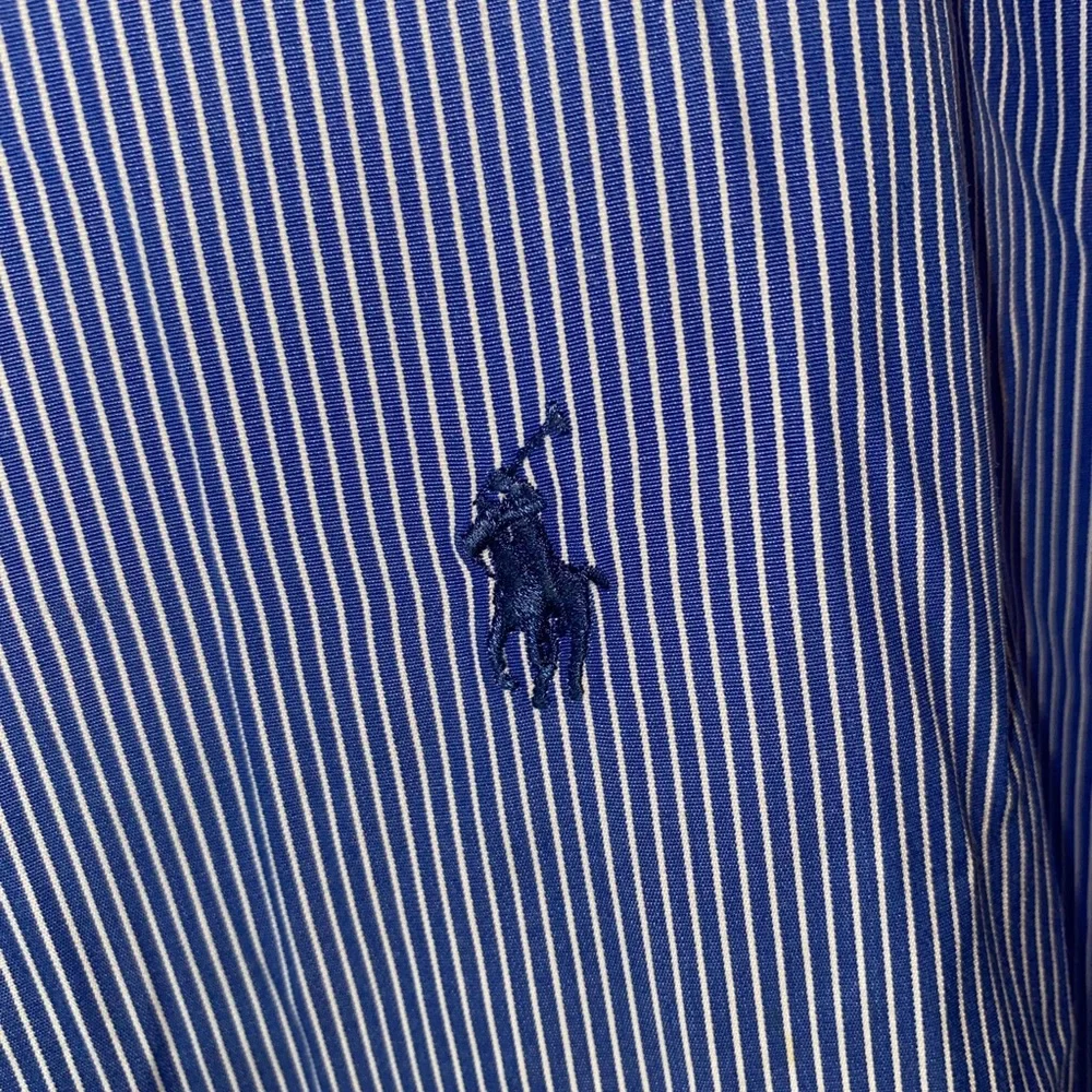 Polo by Ralph Lauren Blue White Pinstripe Cotton Button-Down Shirt